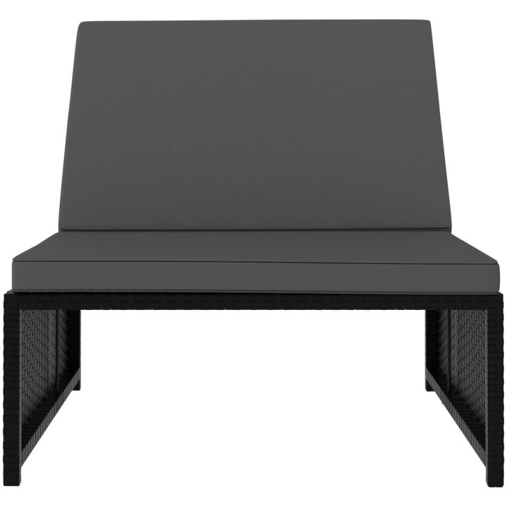 Solsängar 2 st med bord konstrotting svart vidaXL – bild 7