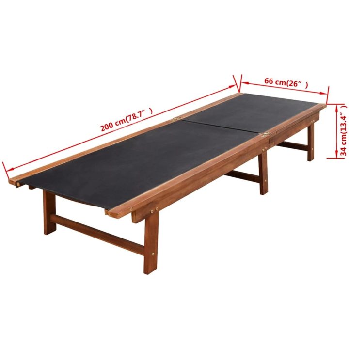 Solsängar 2 st med bord massivt akaciaträ och textilene vidaXL – bild 9
