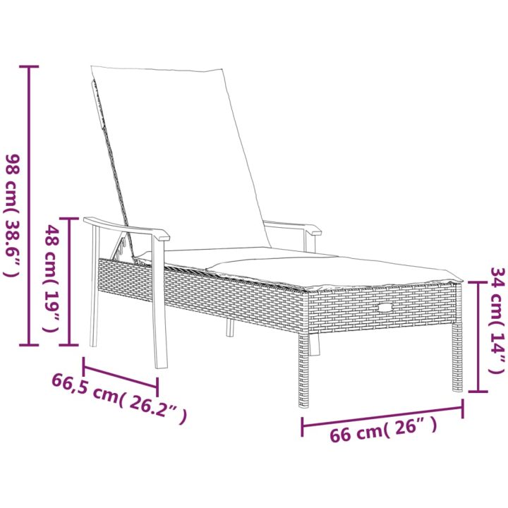 Solsängar 2 st med bord och dynor konstrotting grå vidaXL – bild 9