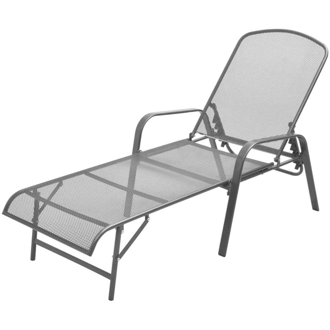Solsängar 2 st med bord stål antracit vidaXL – bild 3