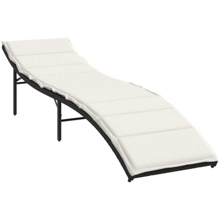 Solsängar 2 st med bord svart konstrotting vidaXL – bild 4
