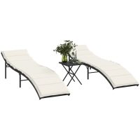 Solsängar 2 st med bord svart konstrotting vidaXL