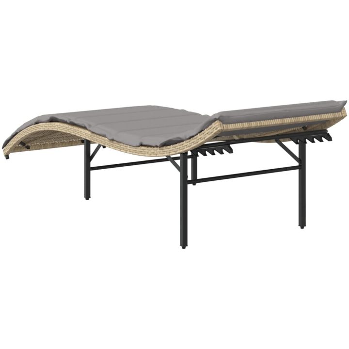 Solsängar 2 st med dynor beige konstrotting vidaXL – bild 6