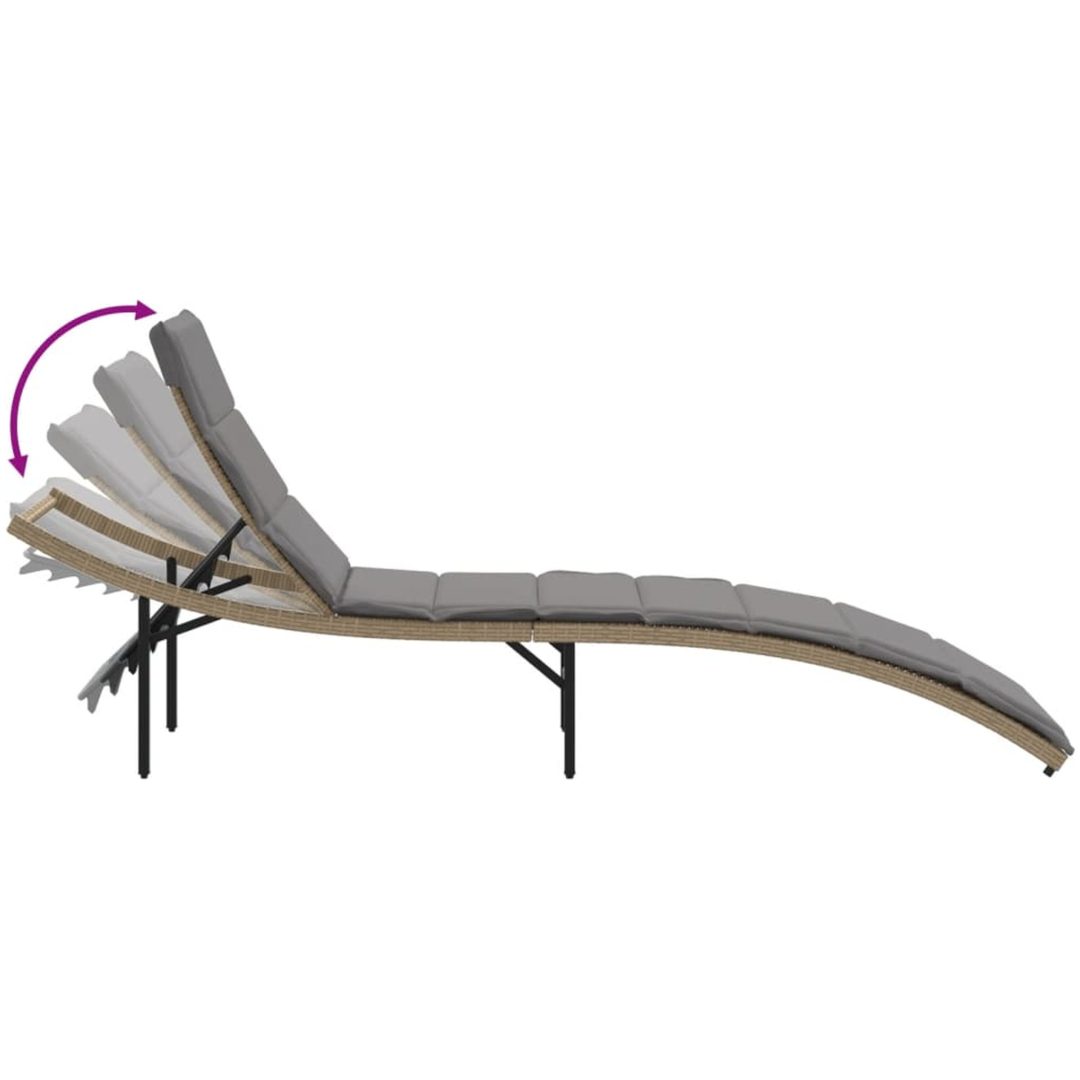 Solsängar 2 st med dynor beige konstrotting vidaXL – bild 7
