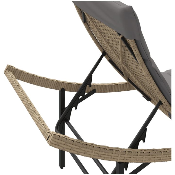 Solsängar 2 st med dynor beige konstrotting vidaXL – bild 8