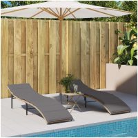 Solsängar 2 st med dynor beige konstrotting vidaXL