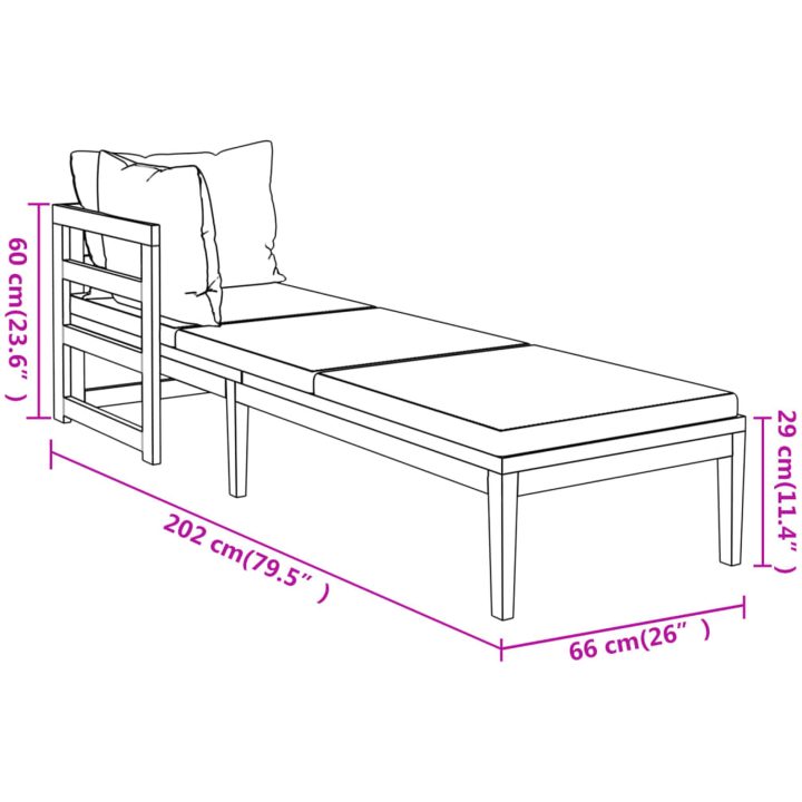 Solsängar 2 st med dynor mörkgråa massivt akaciaträ vidaXL – bild 7