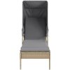 Solsängar 2 st med tak och bord beige konstrotting vidaXL – miniatyr 4