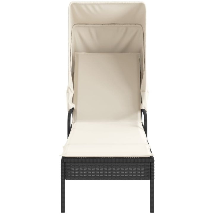 Solsängar 2 st med tak och bord svart konstrotting vidaXL – bild 4