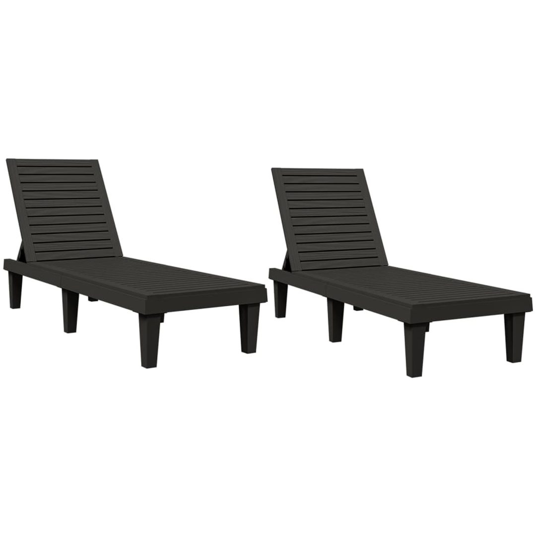 Solsängar 2 st svart 155x58x83 cm polypropylen vidaXL – bild 2