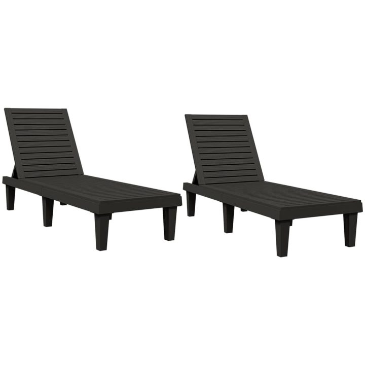 Solsängar 2 st svart 155x58x83 cm polypropylen vidaXL – bild 2