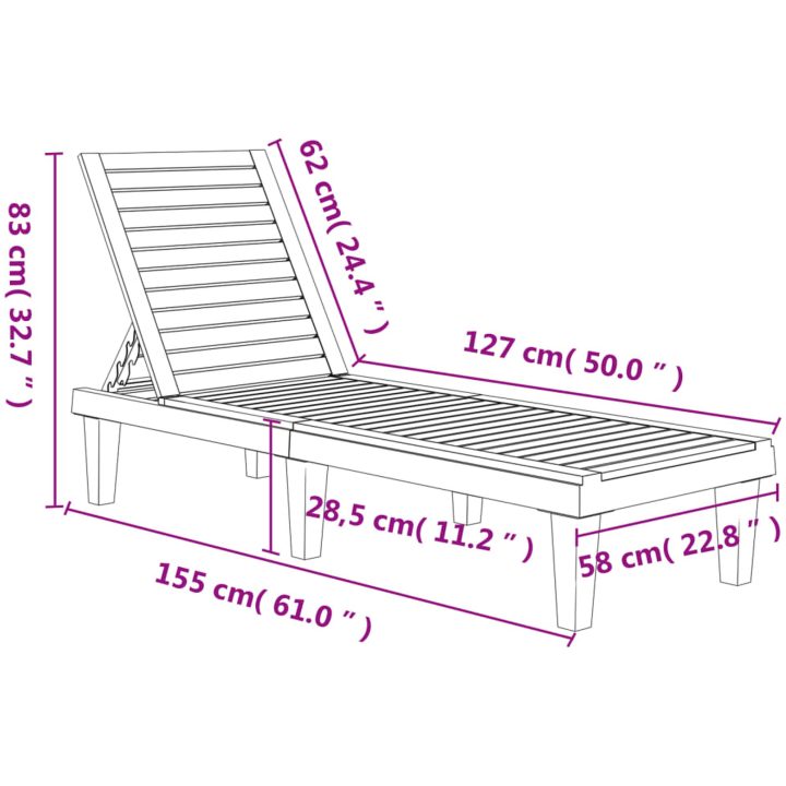 Solsängar 2 st svart 155x58x83 cm polypropylen vidaXL – bild 11
