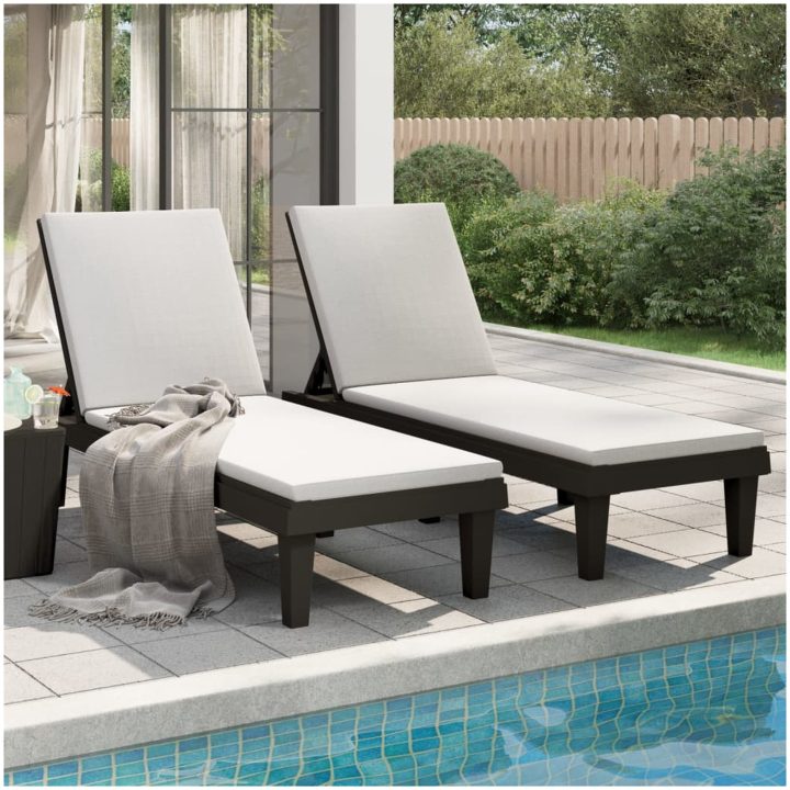 Solsängar 2 st svart 155x58x83 cm polypropylen vidaXL – bild 3
