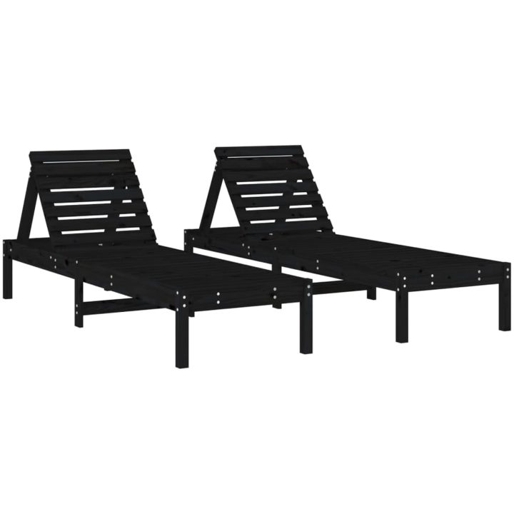 Solsängar 2 st svart 199,5x60x74 cm massiv furu vidaXL – bild 2