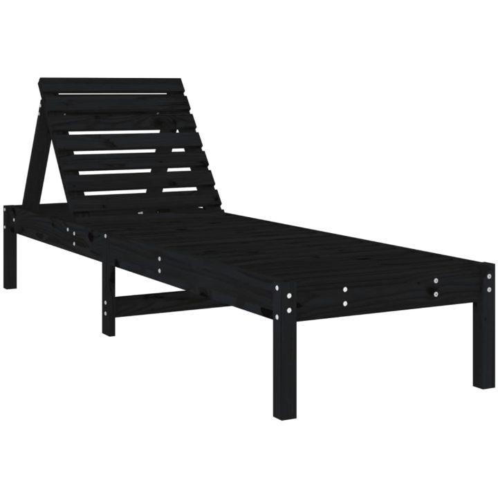 Solsängar 2 st svart 199,5x60x74 cm massiv furu vidaXL – bild 3