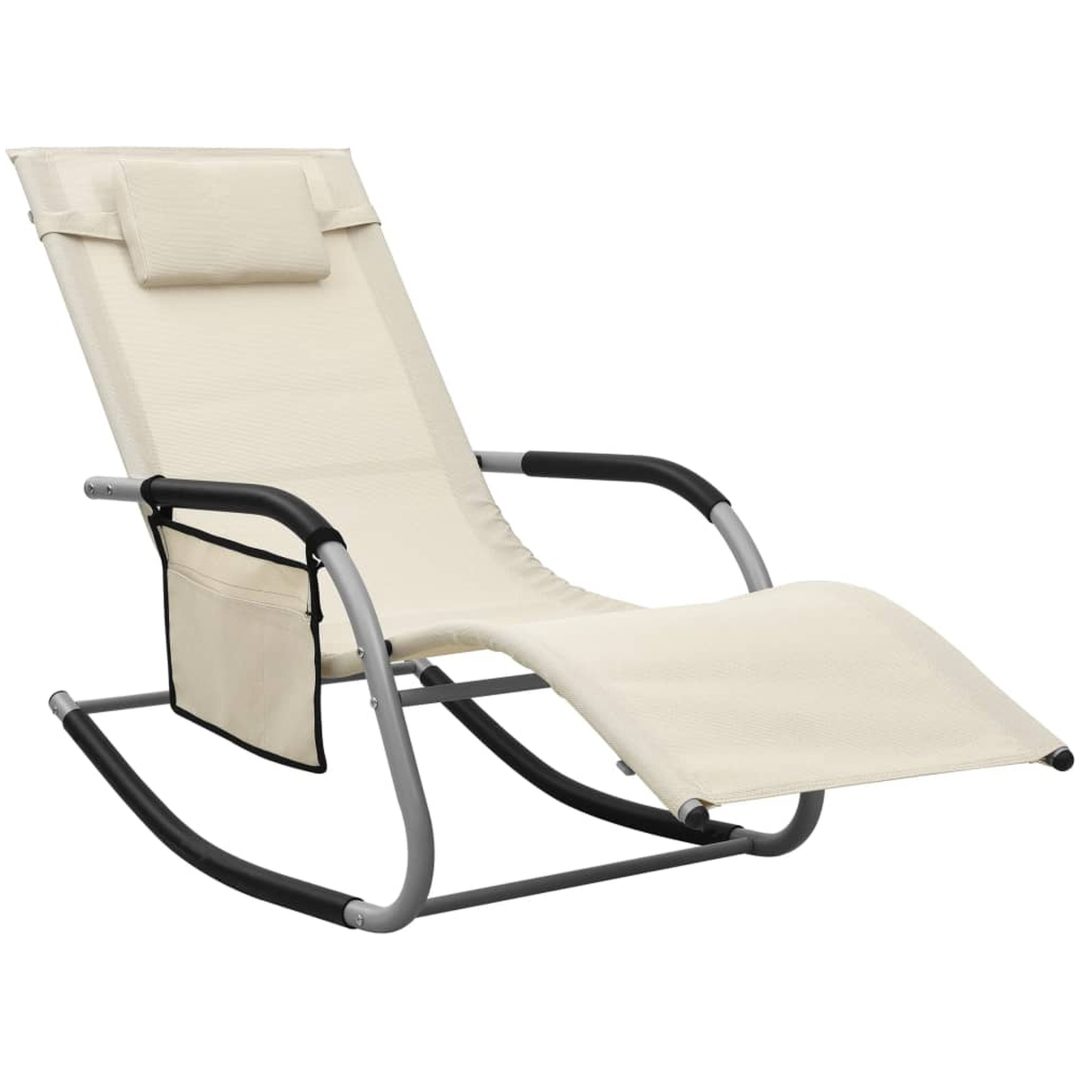 Solsängar 2 st textilen gräddvit och grå vidaXL – bild 2