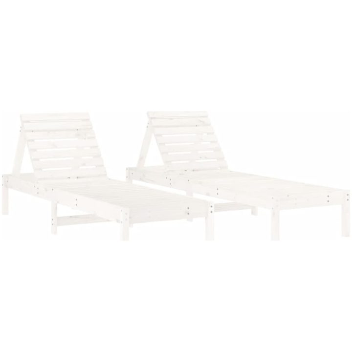 Solsängar 2 st vit 199,5x60x74 cm massiv furu vidaXL – bild 2
