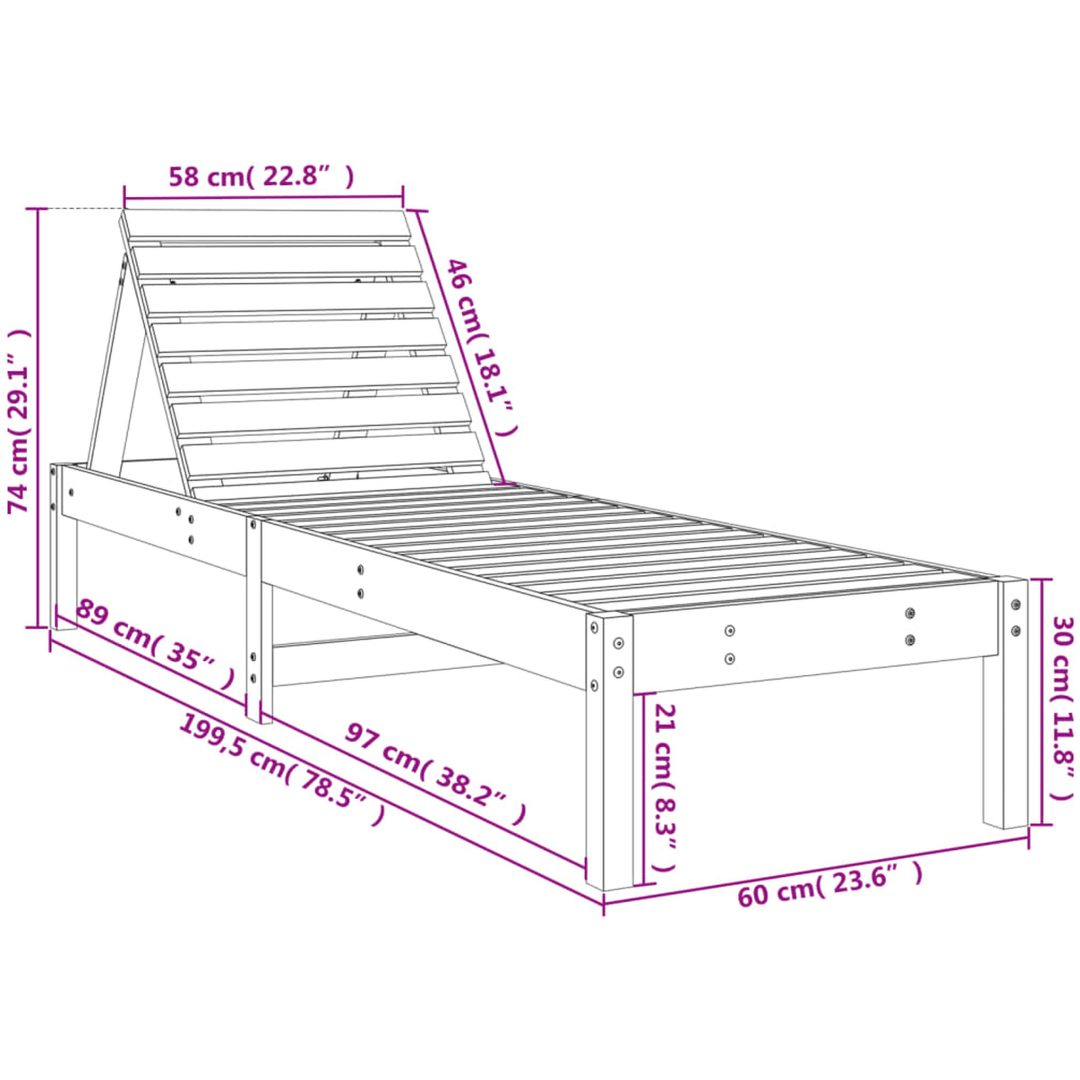 Solsängar 2 st vit 199,5x60x74 cm massiv furu vidaXL – bild 8