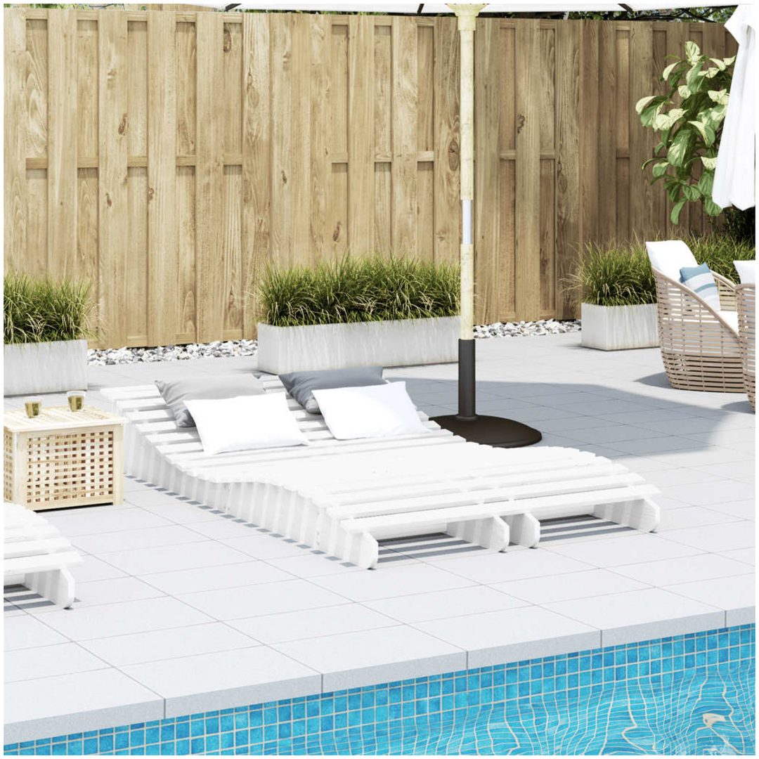 Solsängar 2 st vit massiv furu vidaXL 205 x 60 x 31.5 cm – bild 3