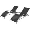 Solsängar med bord aluminium svart vidaXL – miniatyr 2