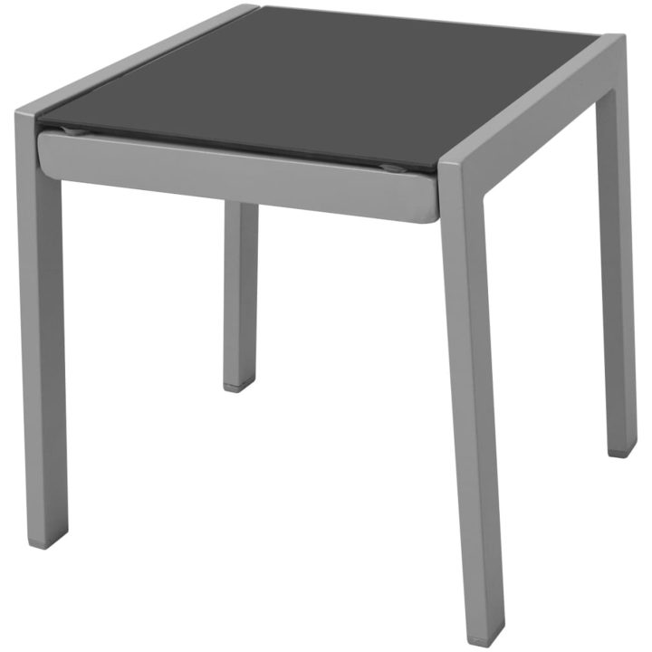 Solsängar med bord aluminium svart vidaXL – bild 3