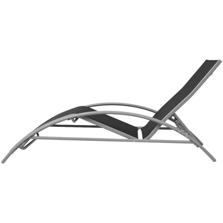 Solsängar med bord aluminium svart vidaXL – bild 5