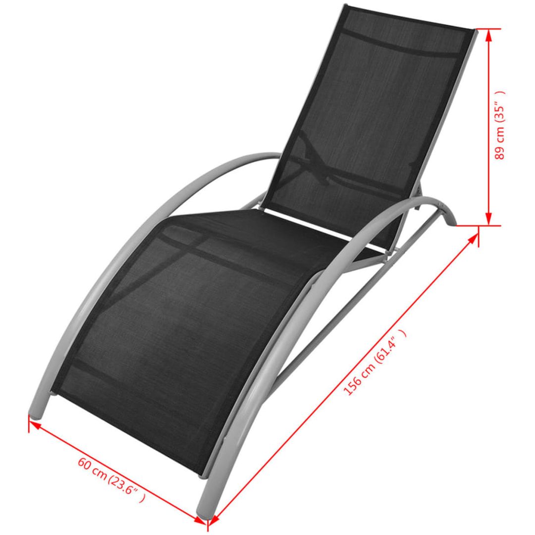 Solsängar med bord aluminium svart vidaXL – bild 7