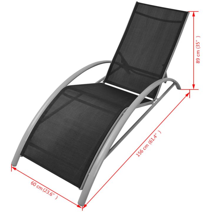 Solsängar med bord aluminium svart vidaXL – bild 7