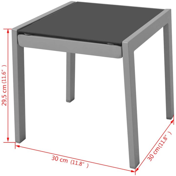 Solsängar med bord aluminium svart vidaXL – bild 8
