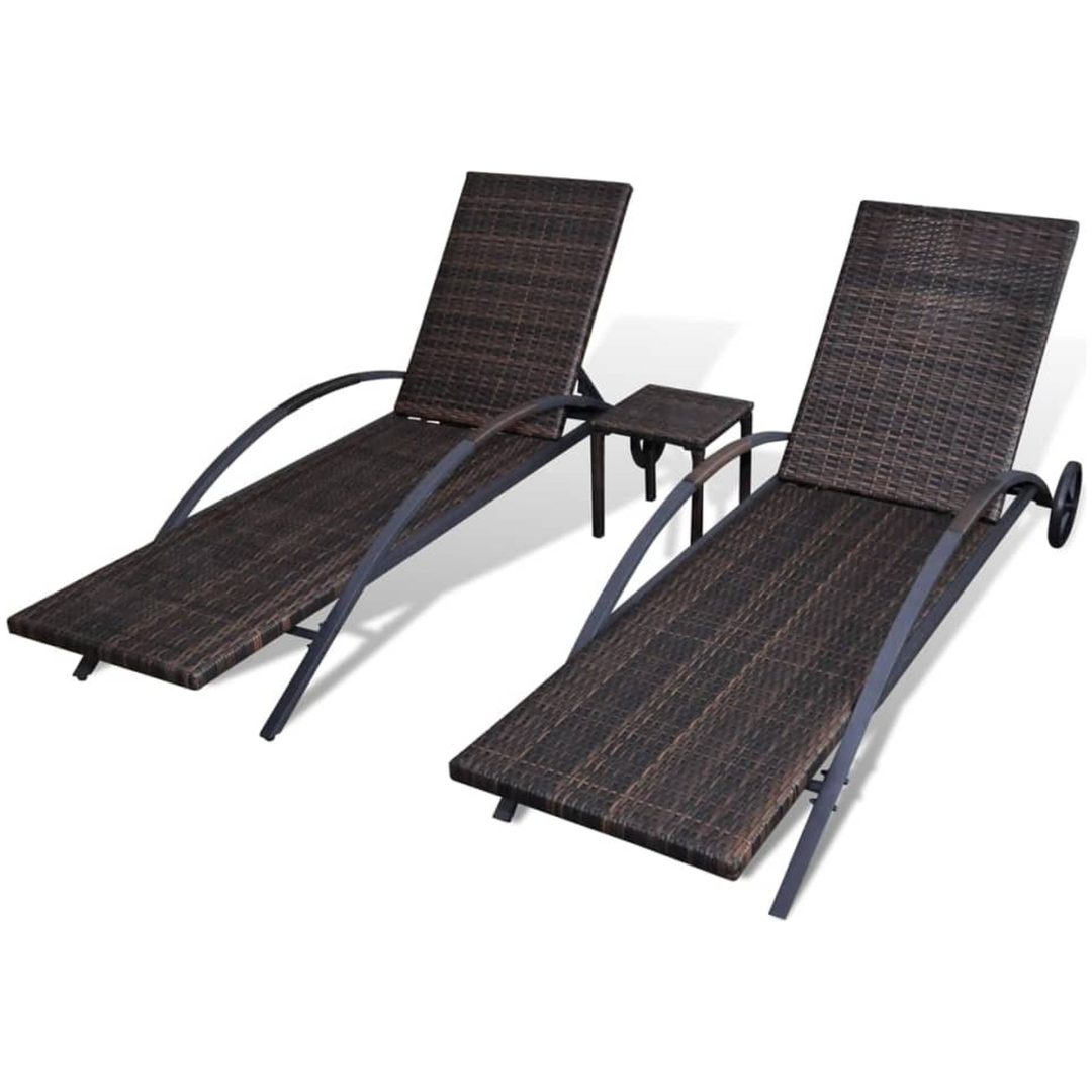 Solsängar med bord konstrotting brun vidaXL – bild 6
