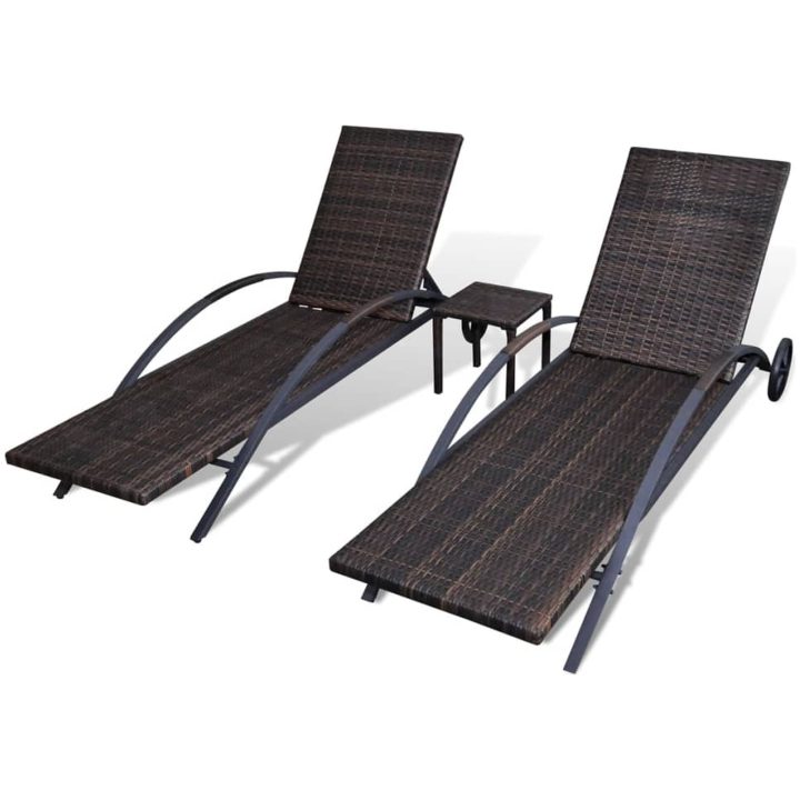 Solsängar med bord konstrotting brun vidaXL – bild 6