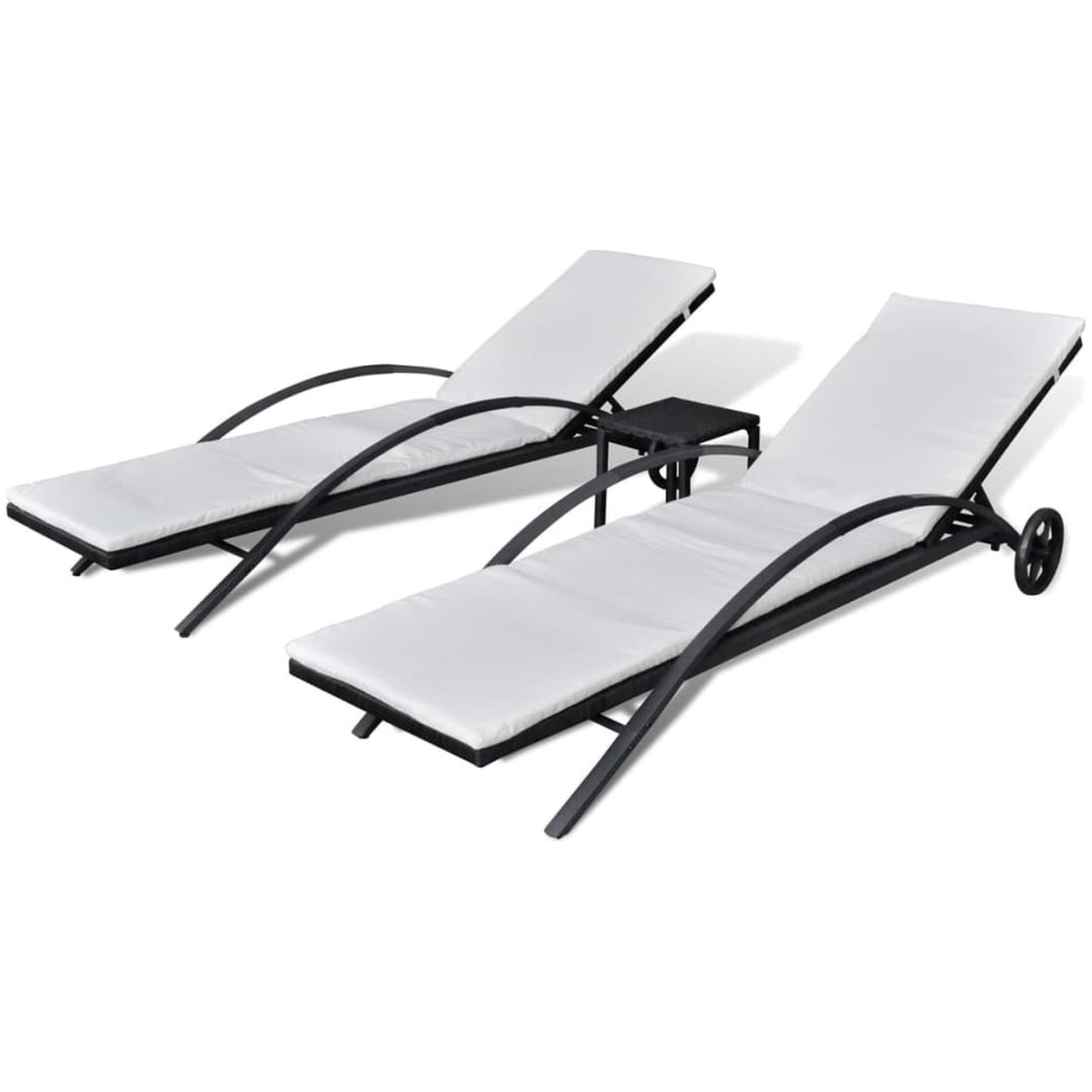 Solsängar med bord konstrotting svart vidaXL – bild 2