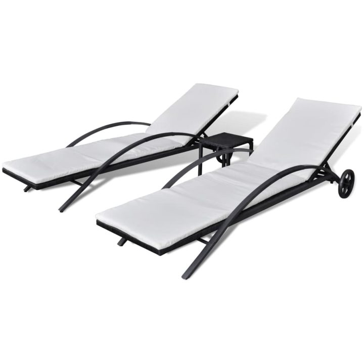 Solsängar med bord konstrotting svart vidaXL – bild 2