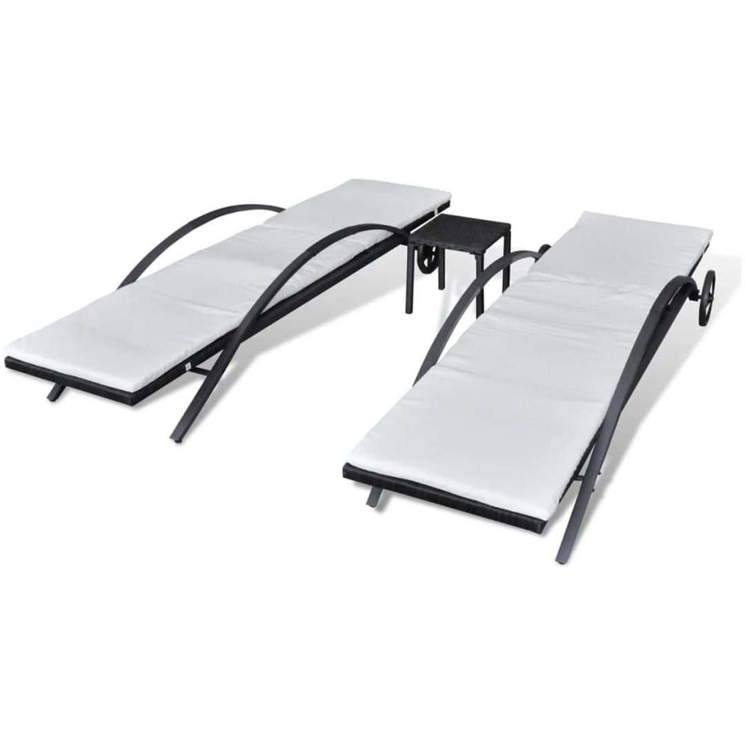 Solsängar med bord konstrotting svart vidaXL – bild 4