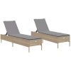 Solsängar med dynor 2 st beige konstrotting vidaXL – miniatyr 2