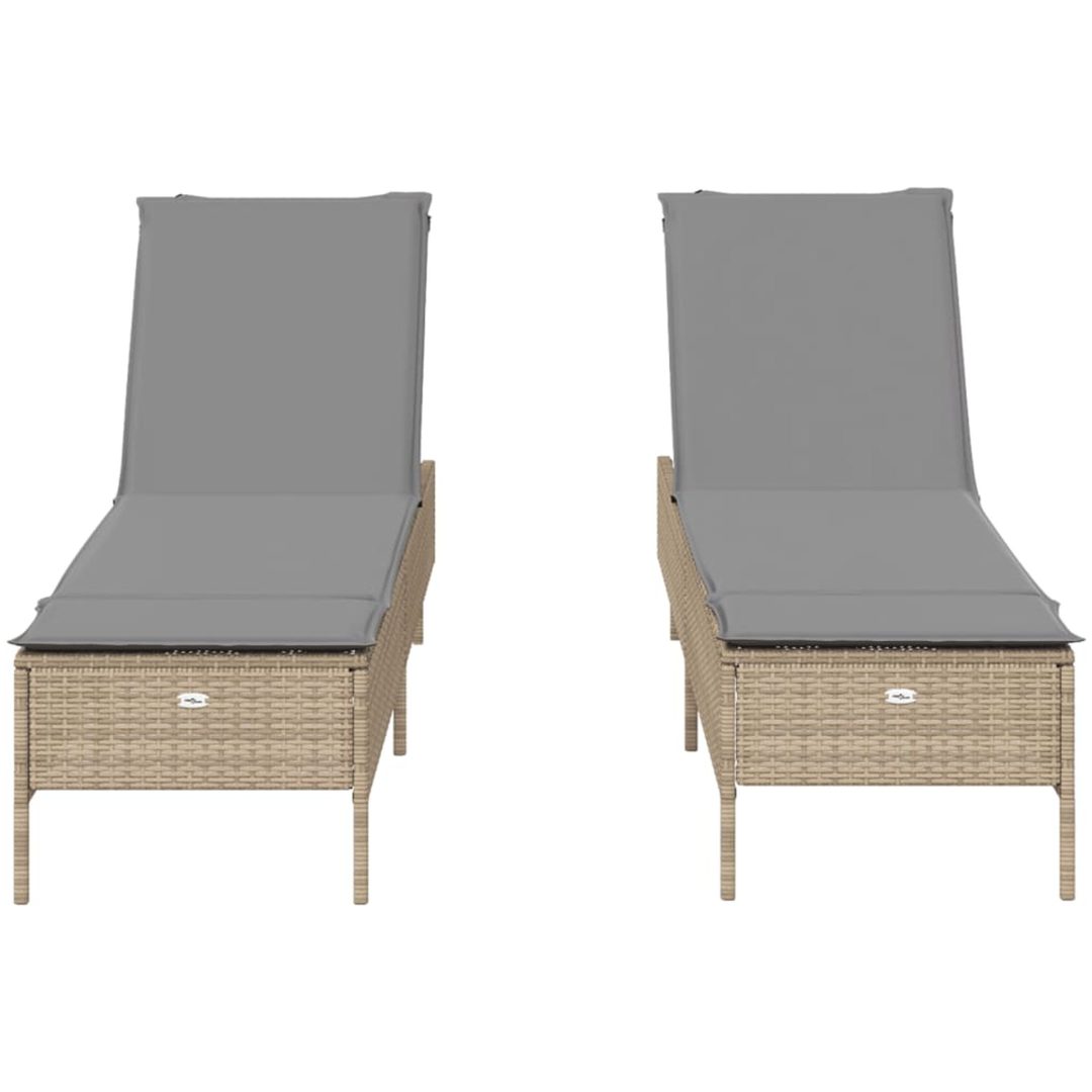 Solsängar med dynor 2 st beige konstrotting vidaXL – bild 5