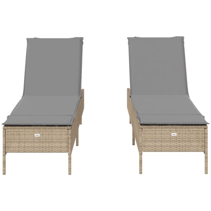 Solsängar med dynor 2 st beige konstrotting vidaXL – bild 5