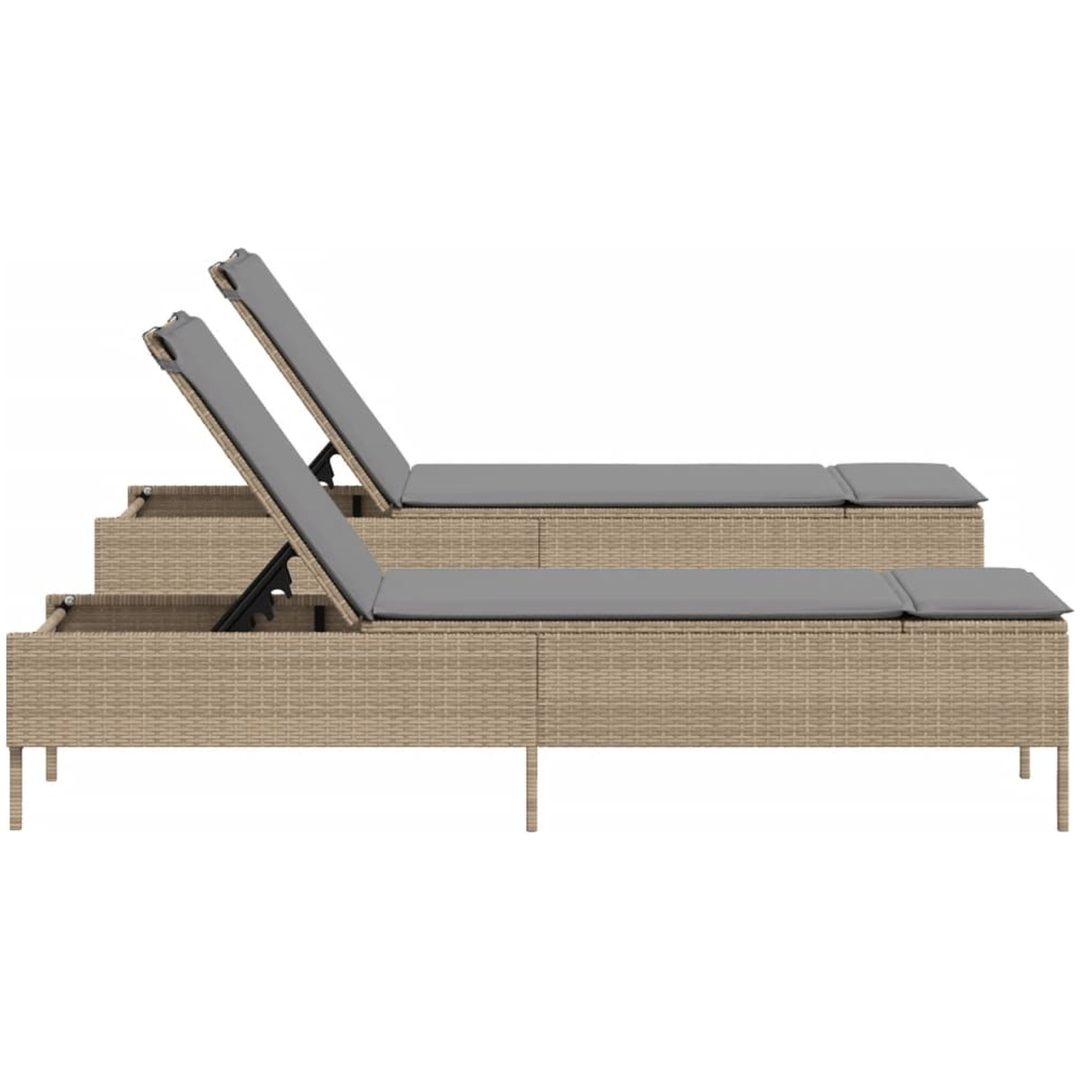 Solsängar med dynor 2 st beige konstrotting vidaXL – bild 6