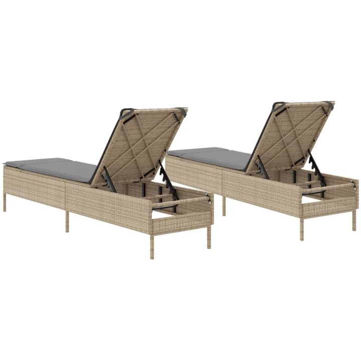 Solsängar med dynor 2 st beige konstrotting vidaXL – bild 7