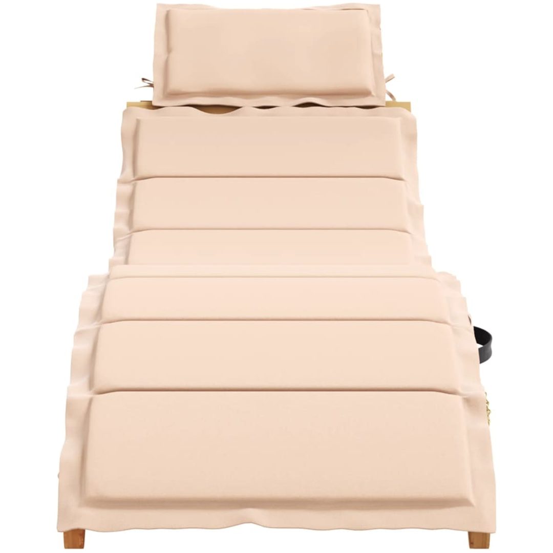 Solsängar med dynor 2 st beige massivt akaciaträ vidaXL – bild 4