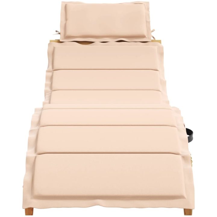 Solsängar med dynor 2 st beige massivt akaciaträ vidaXL – bild 4