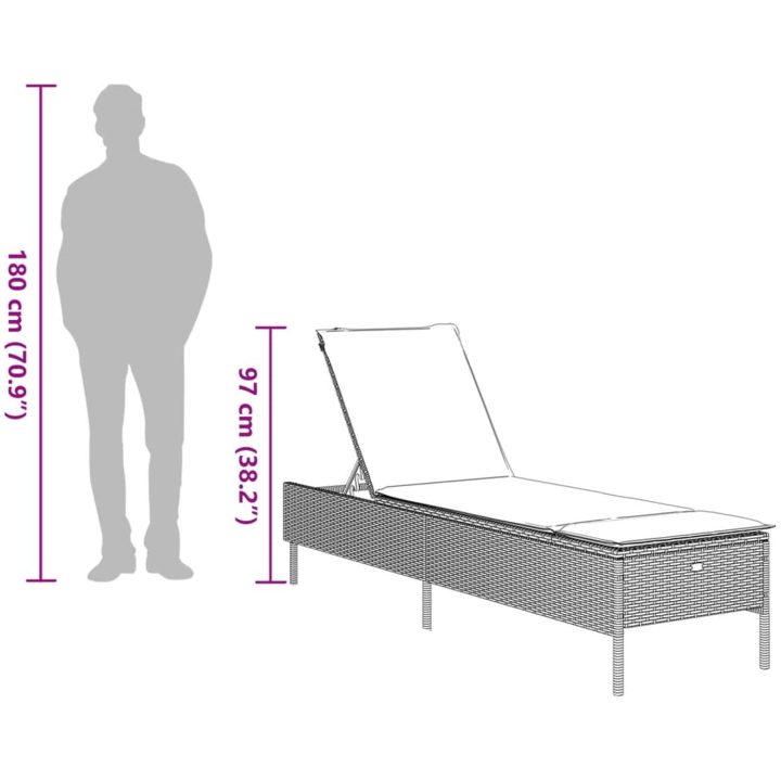 Solsängar med dynor 2 st brun konstrotting vidaXL – bild 12