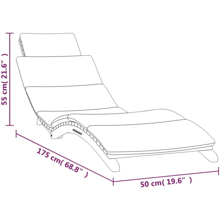 Solsängar med dynor 2 st massiv teak vidaXL – bild 11