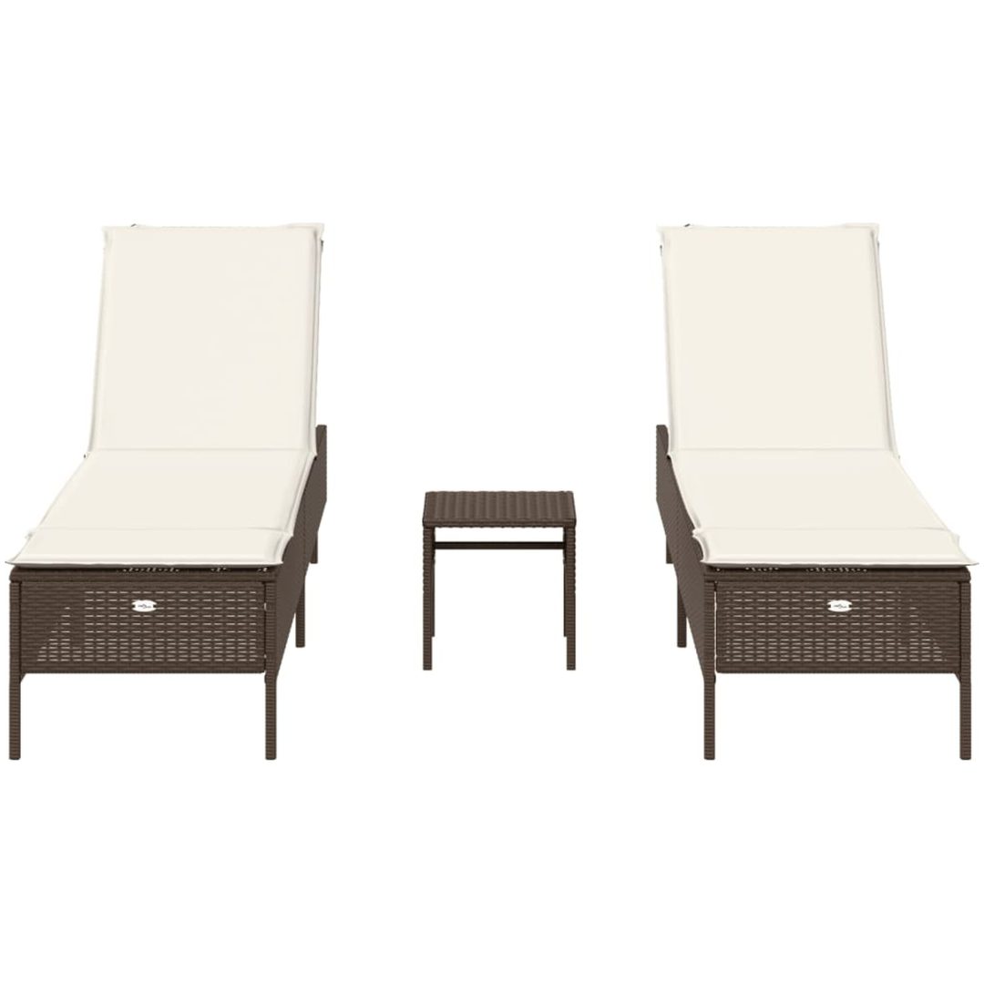 Solsängar med dynor set 3 delar brun konstrotting vidaXL – bild 4