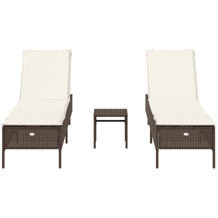 Solsängar med dynor set 3 delar brun konstrotting vidaXL – bild 4