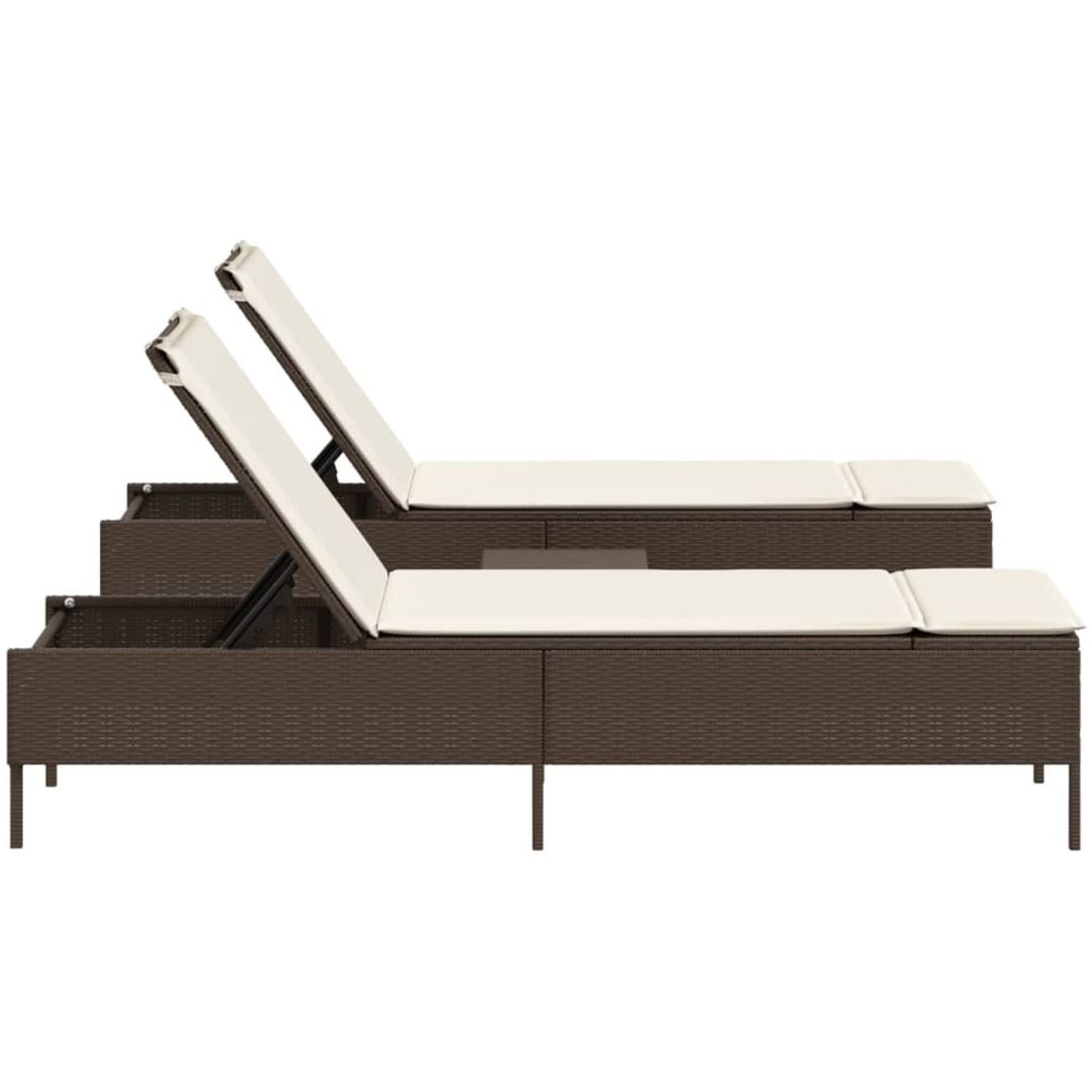 Solsängar med dynor set 3 delar brun konstrotting vidaXL – bild 5