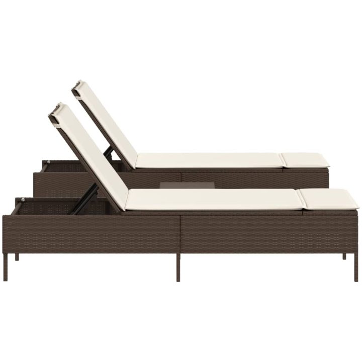 Solsängar med dynor set 3 delar brun konstrotting vidaXL – bild 5