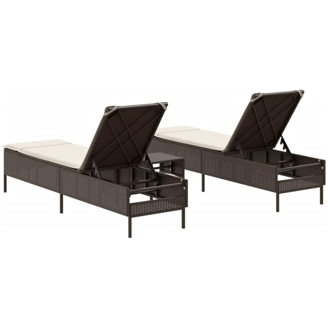 Solsängar med dynor set 3 delar brun konstrotting vidaXL – bild 6