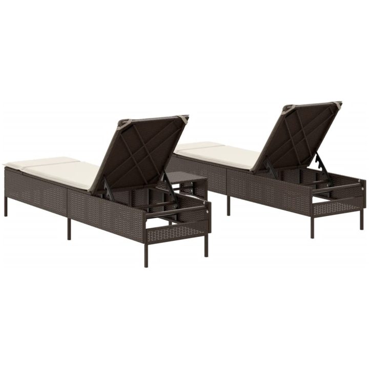 Solsängar med dynor set 3 delar brun konstrotting vidaXL – bild 6