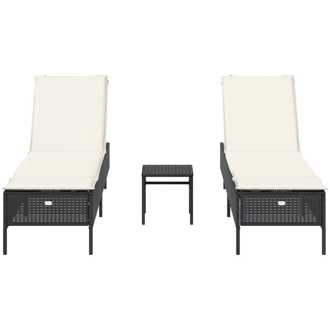Solsängar med dynor set 3 delar svart konstrotting vidaXL – bild 4